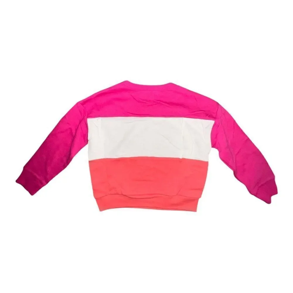 Gymboree Girls Pink Color Block Love Life Graphic Sweatshirt Small NWT